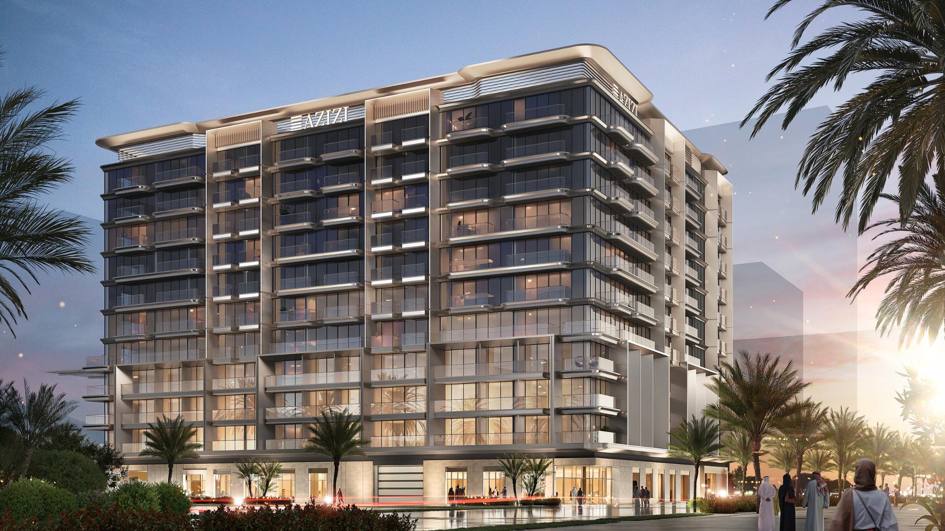 A view of the Azizi Leily residential tower in Dubai, highlighting its innovative architecture and city backdrop.