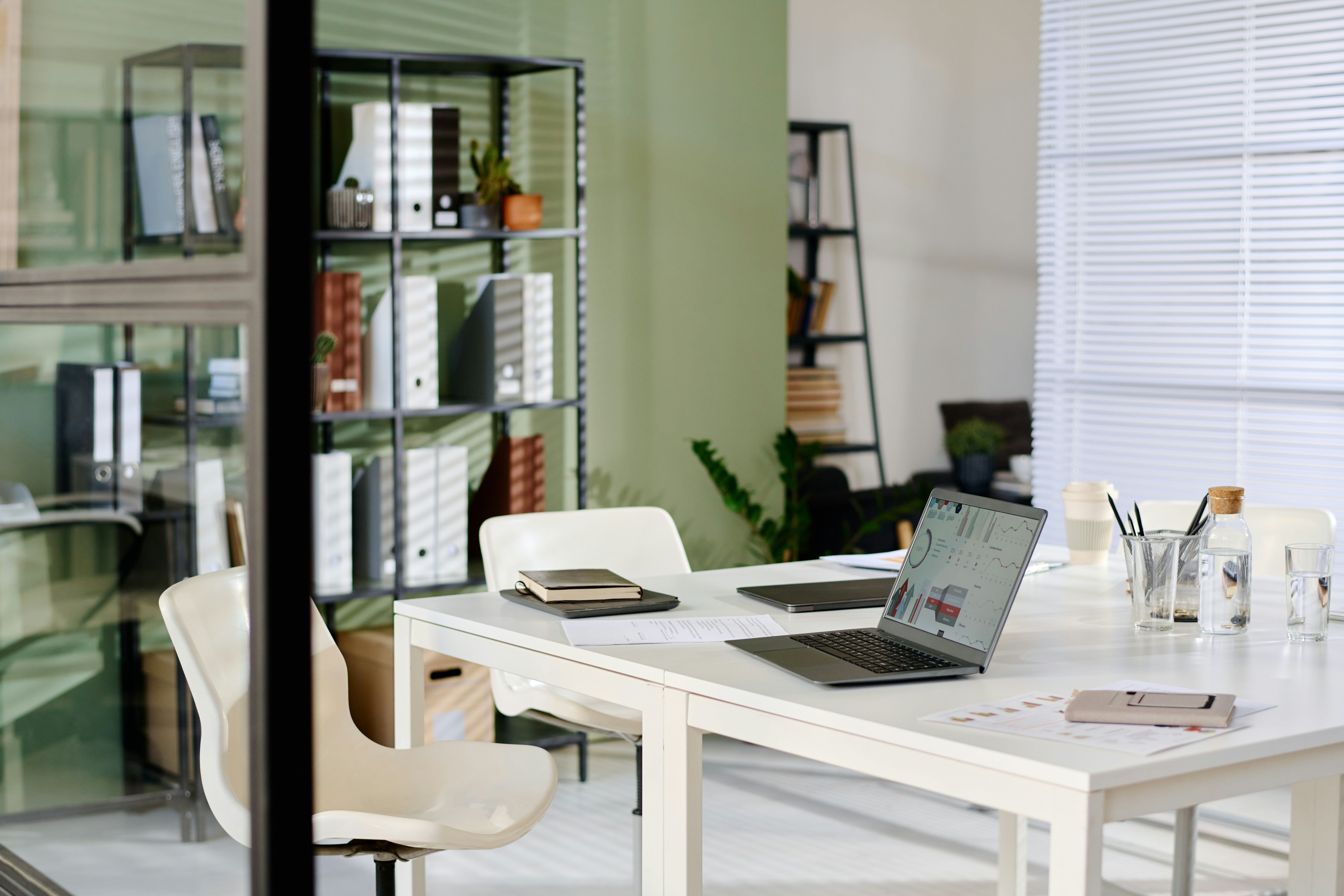 an empty, organised office space