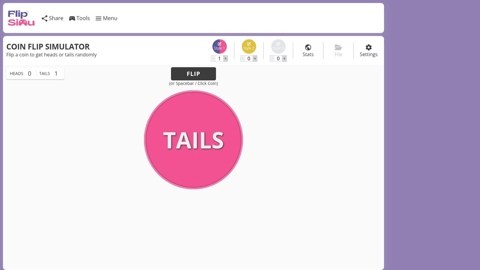 Screenshot from https://flipsimu.com