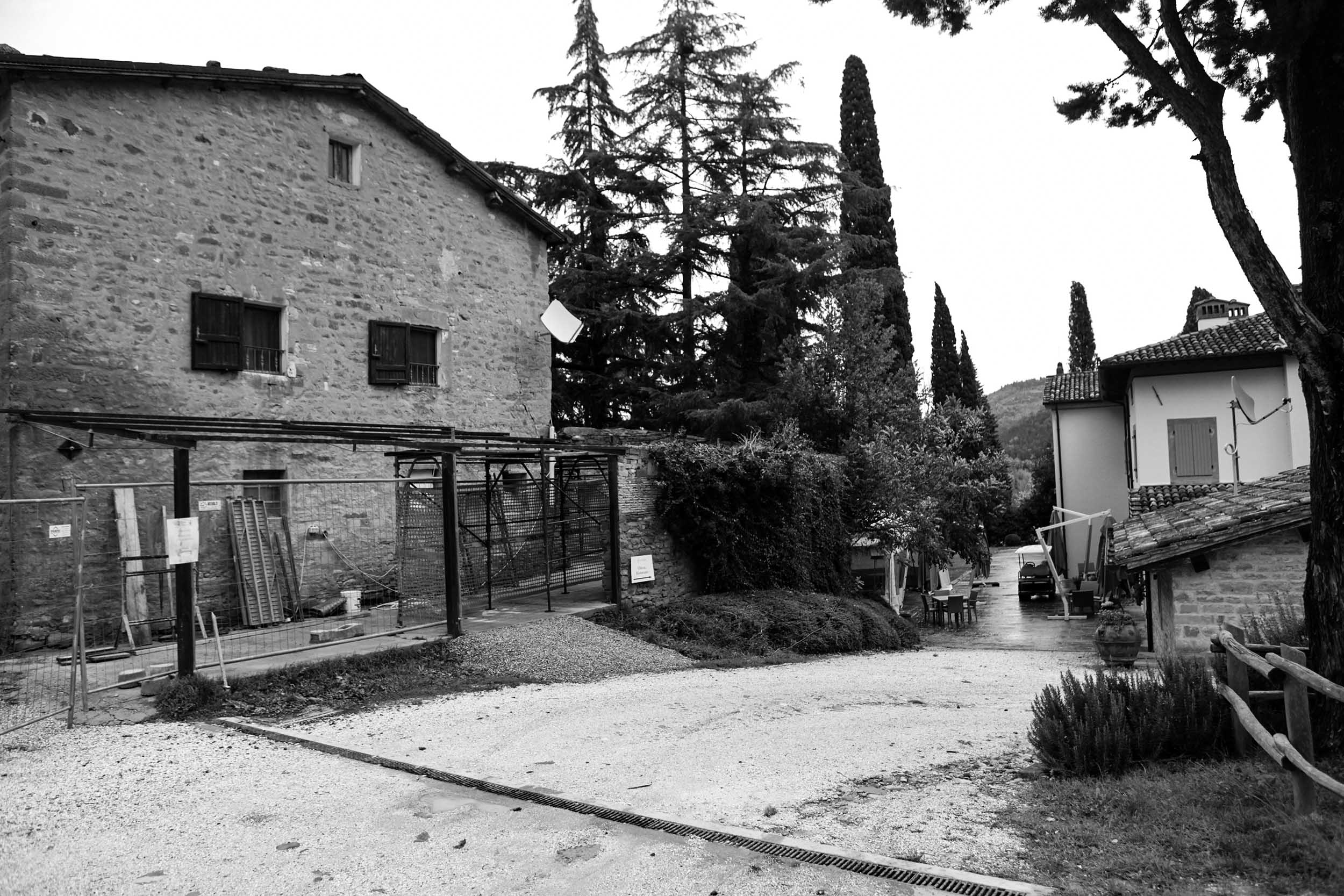 Small workshop with a metal table in the middle