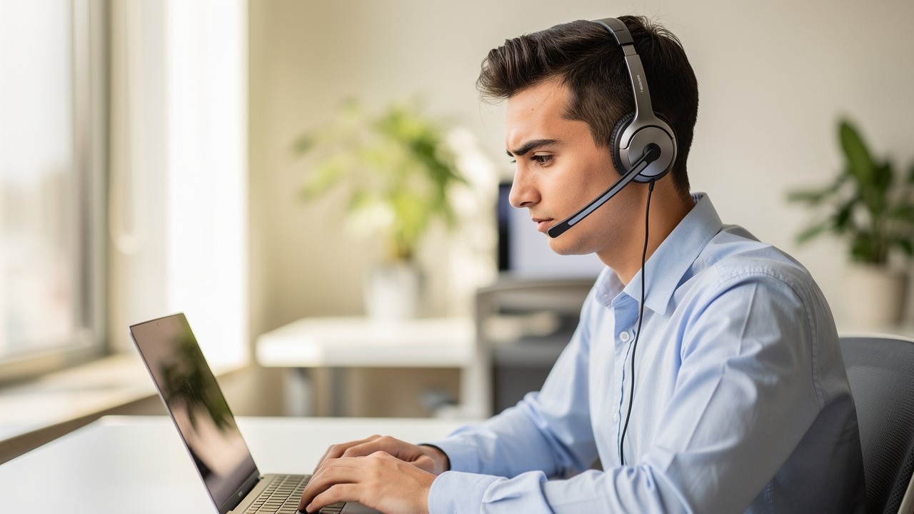 Sales development representative during guided call session