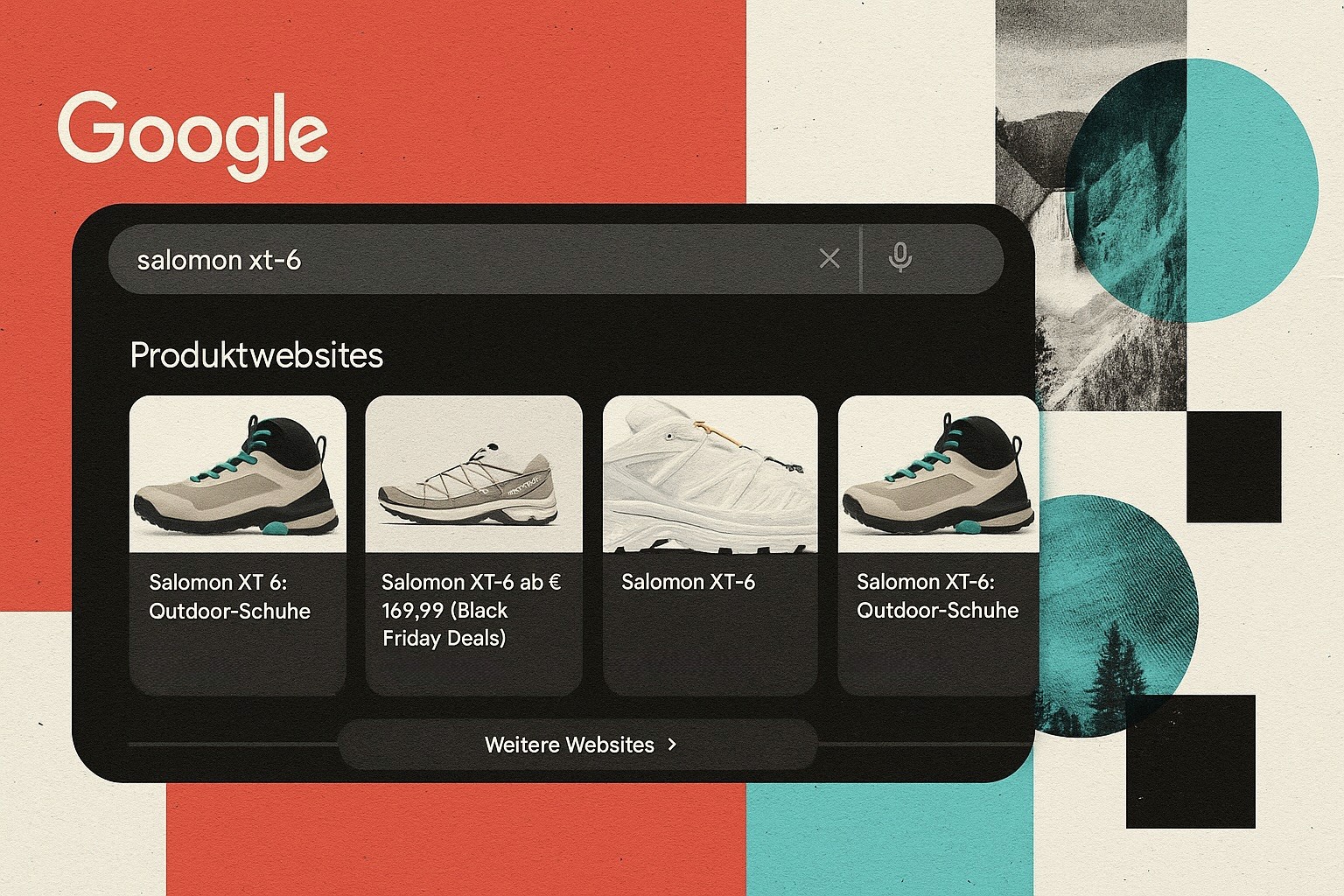 Artistic view of the Google product websites tabs