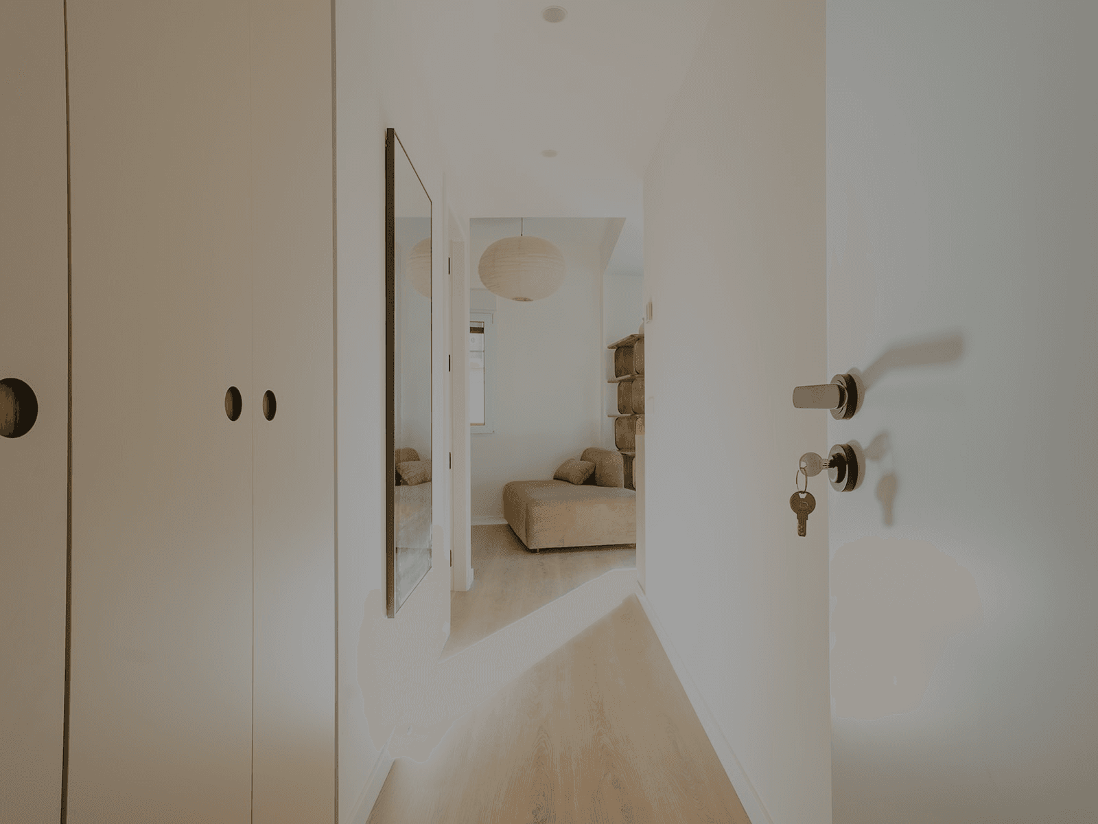 Spacious bedroom in a weVLC apartment in earthy tones