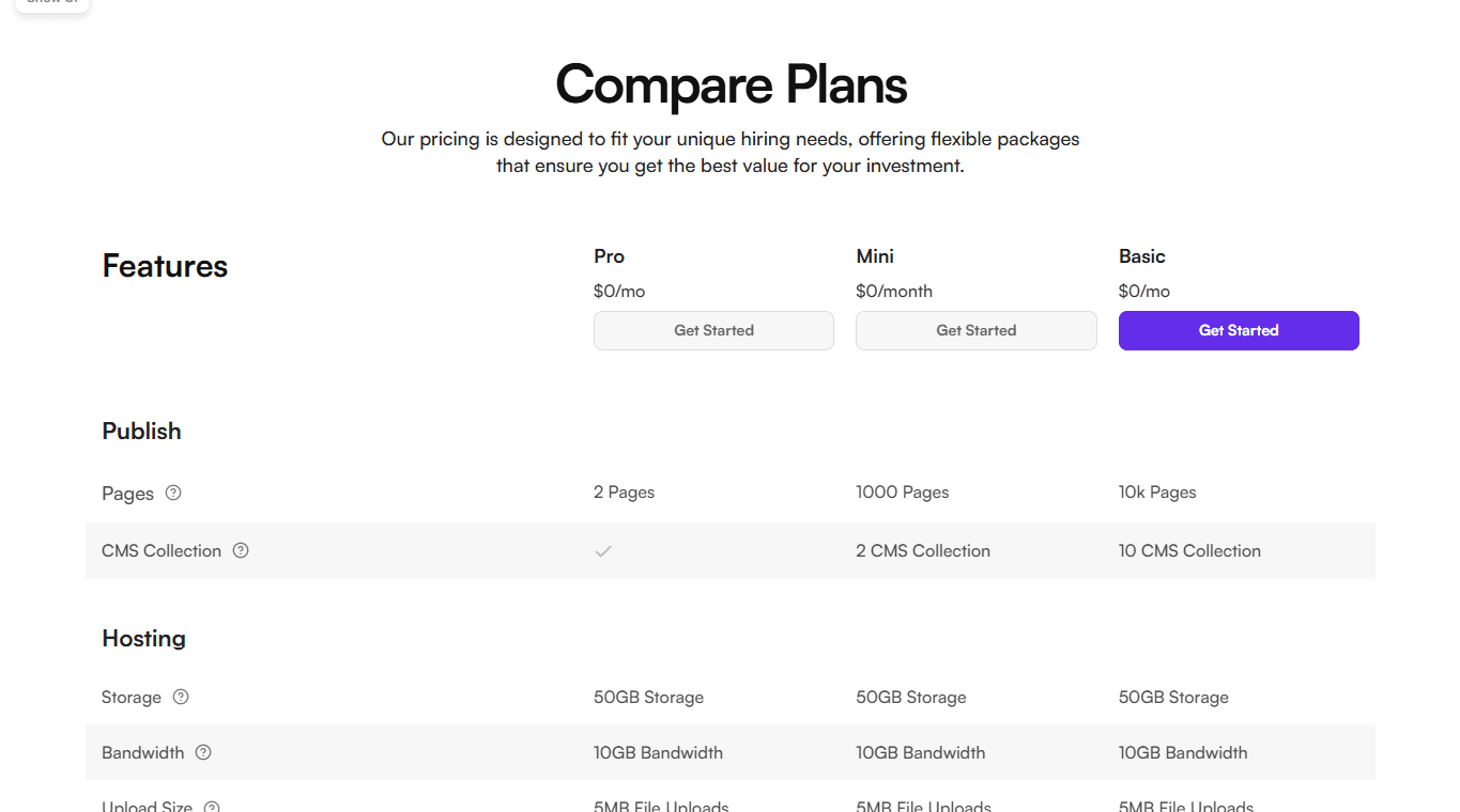 Framer Pricing Table Section v4