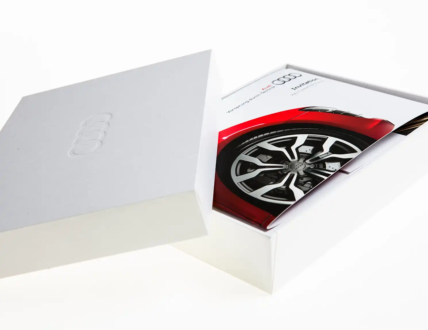 Photograph showing details of Audi event invite