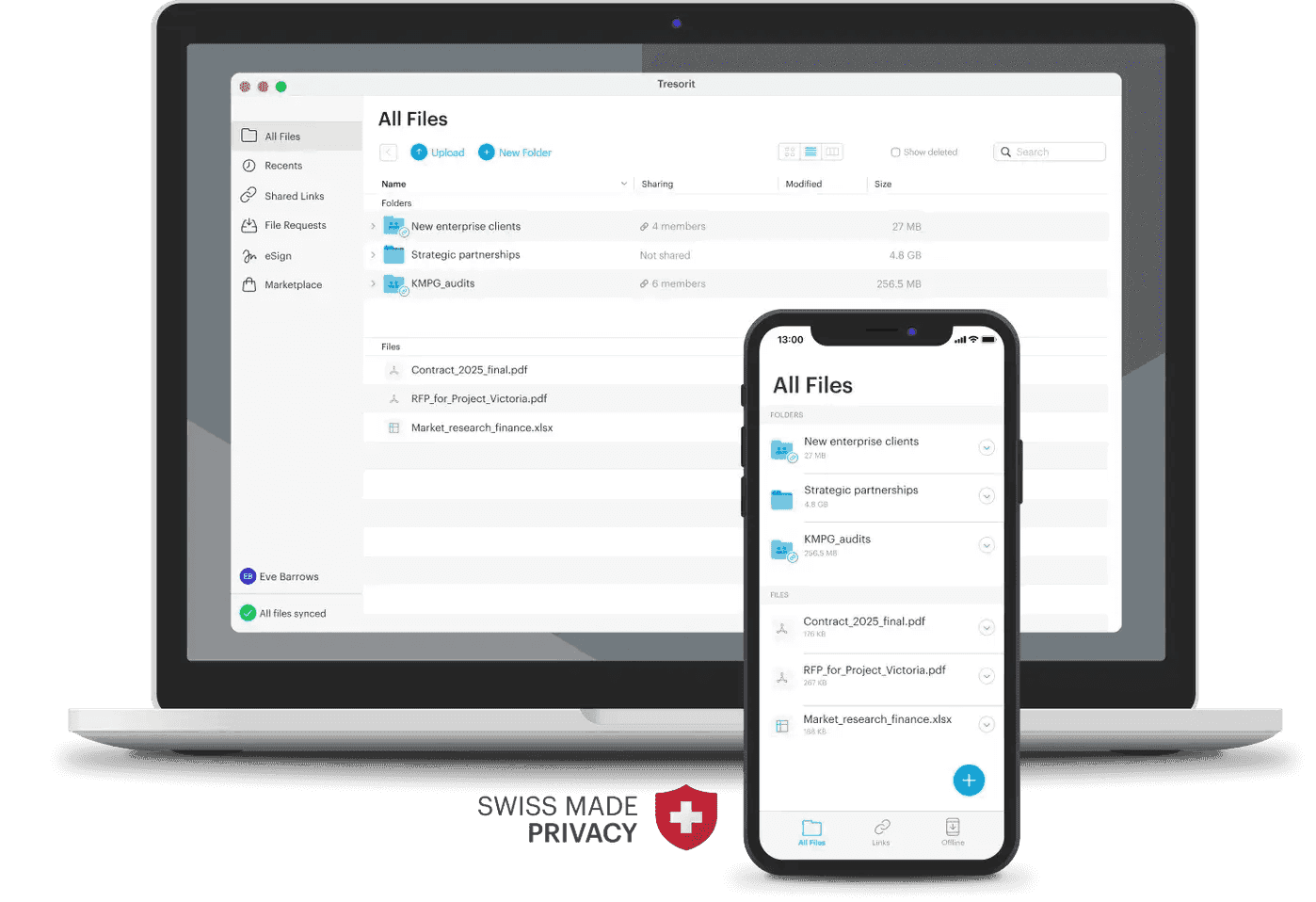 Interface of Tresorit