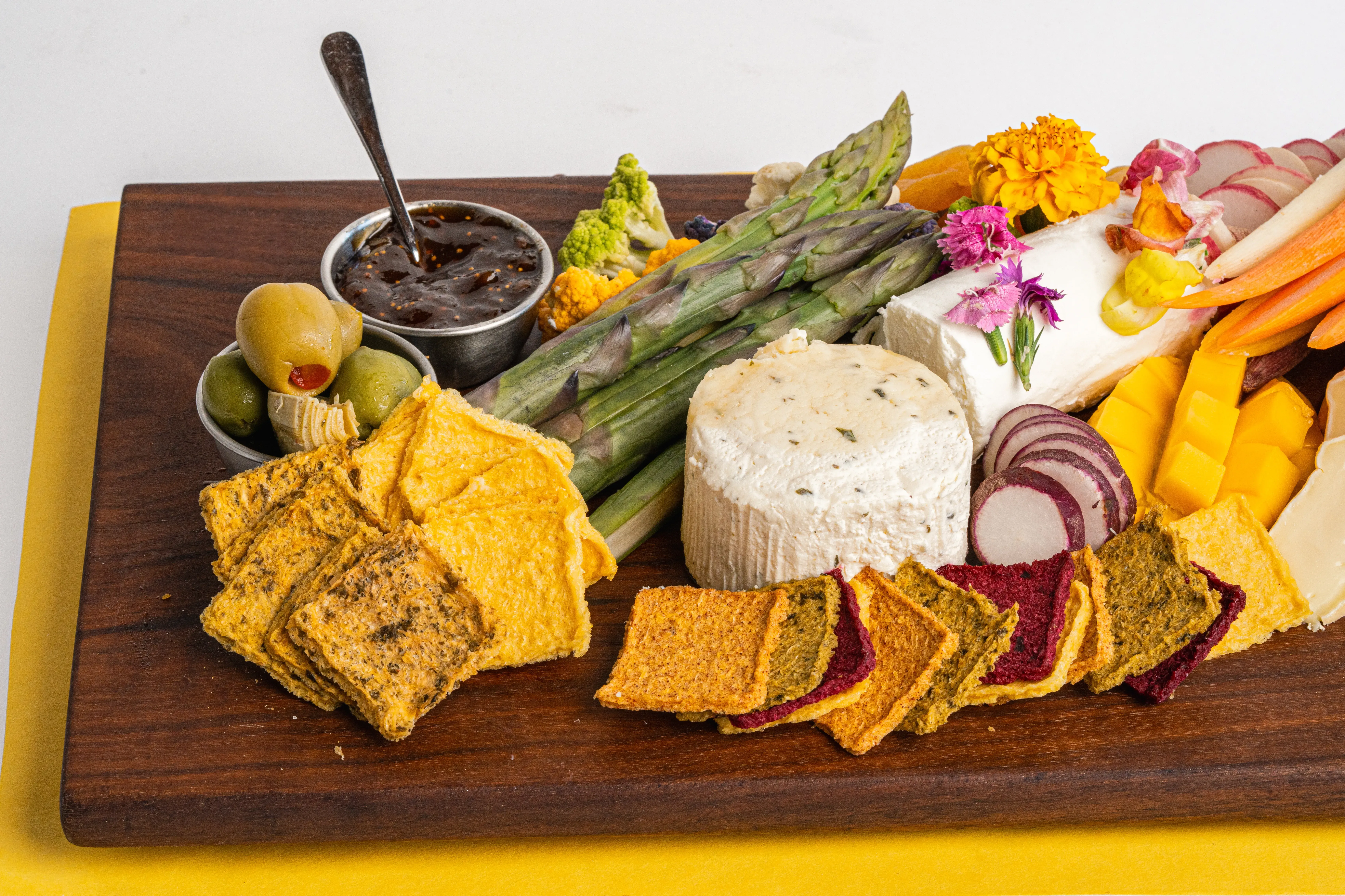 bright side snacks in a charcuterie board