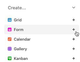 Creating a form in airtable menu