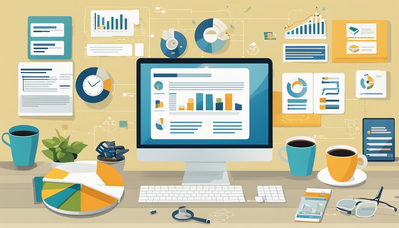Digital dashboard showing recruiting metrics like applications received, interviews scheduled, and positions filled, with charts and graphs for trend analysis.