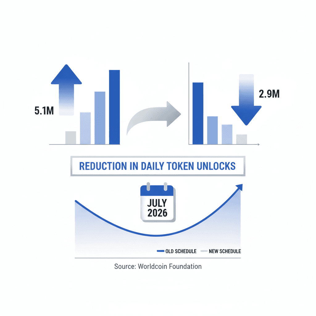 Worldcoin Token Unlock Reduction Infographic