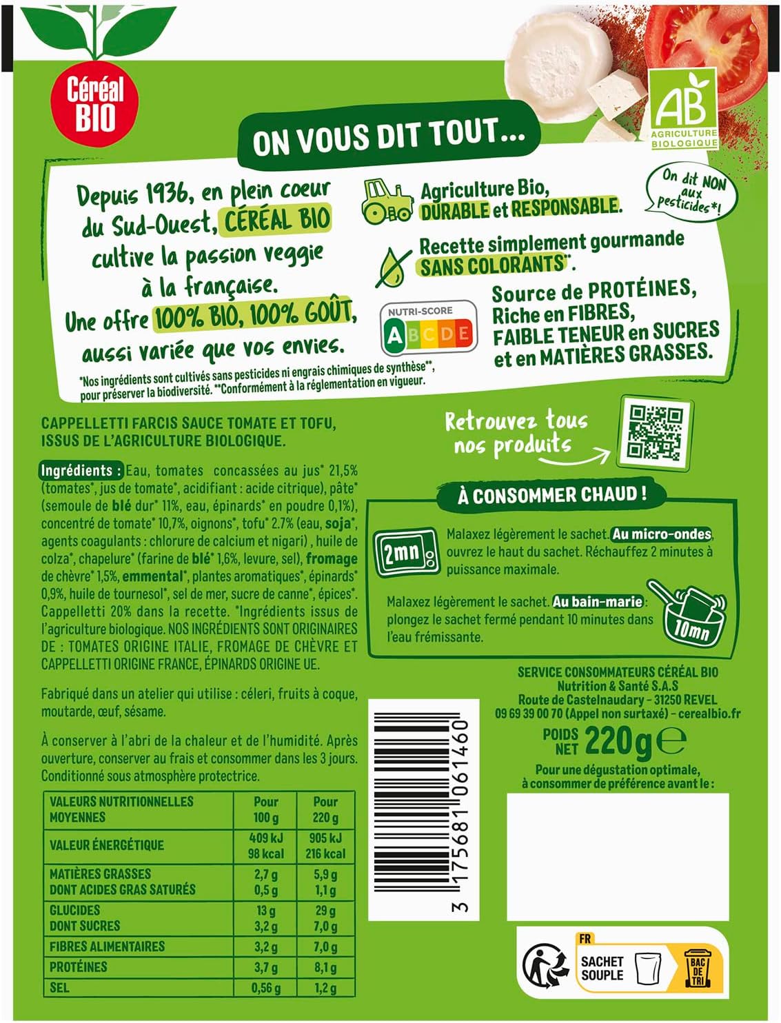 Tableau nutritionnel