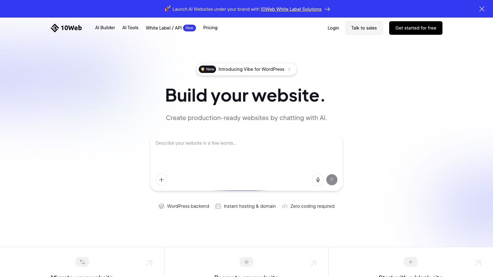 10Web – AI Website Builder (WordPress-based)