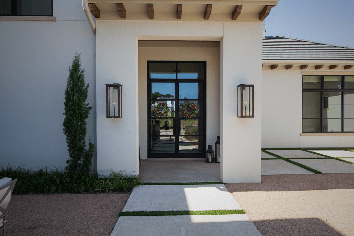 Traditional wrought iron double doors by M2 Metals Iron Doors DFW