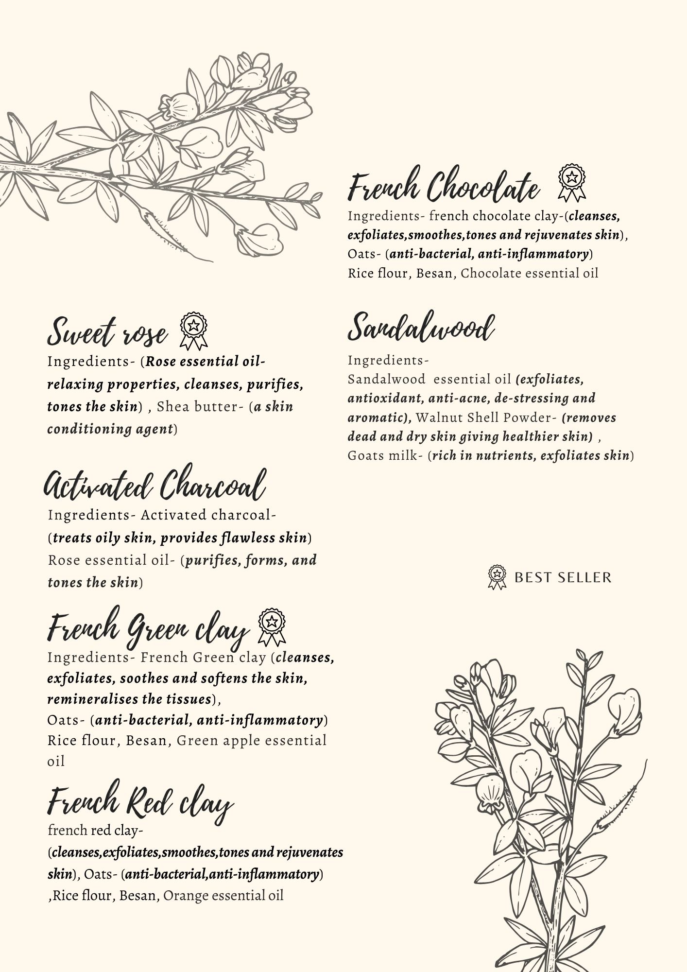 Soap menu design, spread two