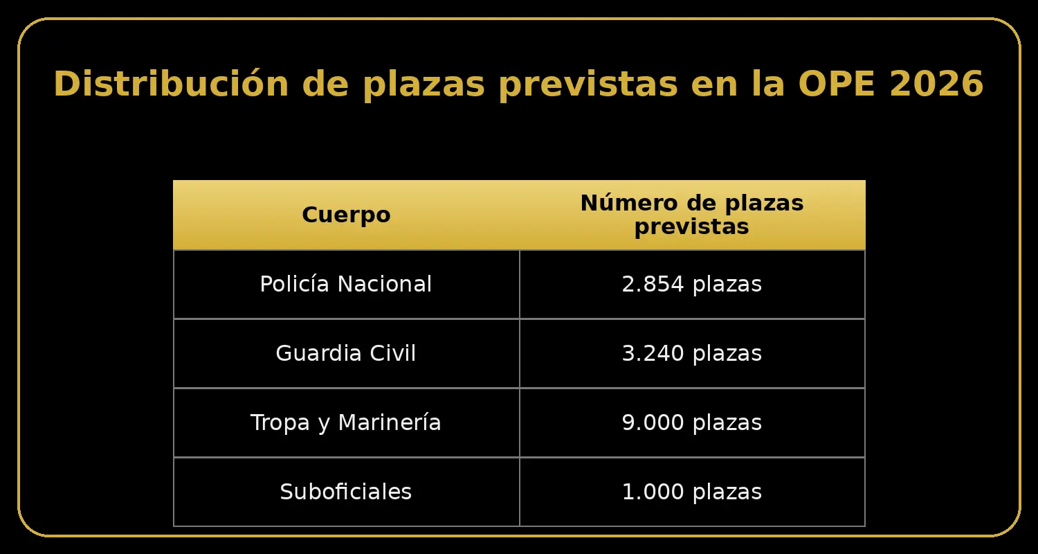Distribución plazas OPE 2026