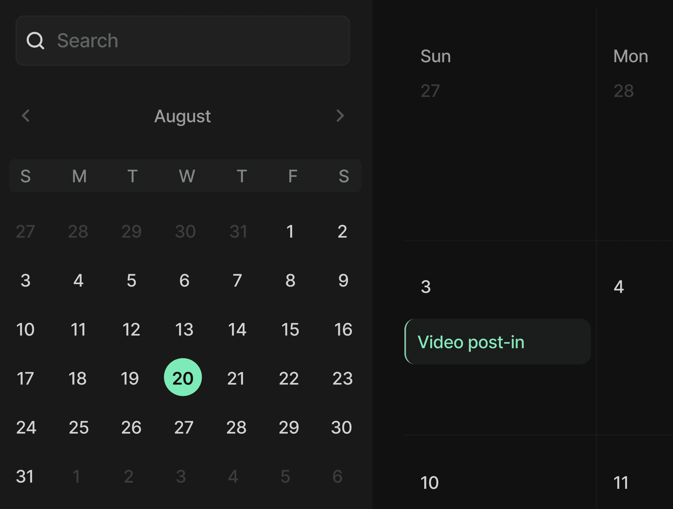 Calender view UI