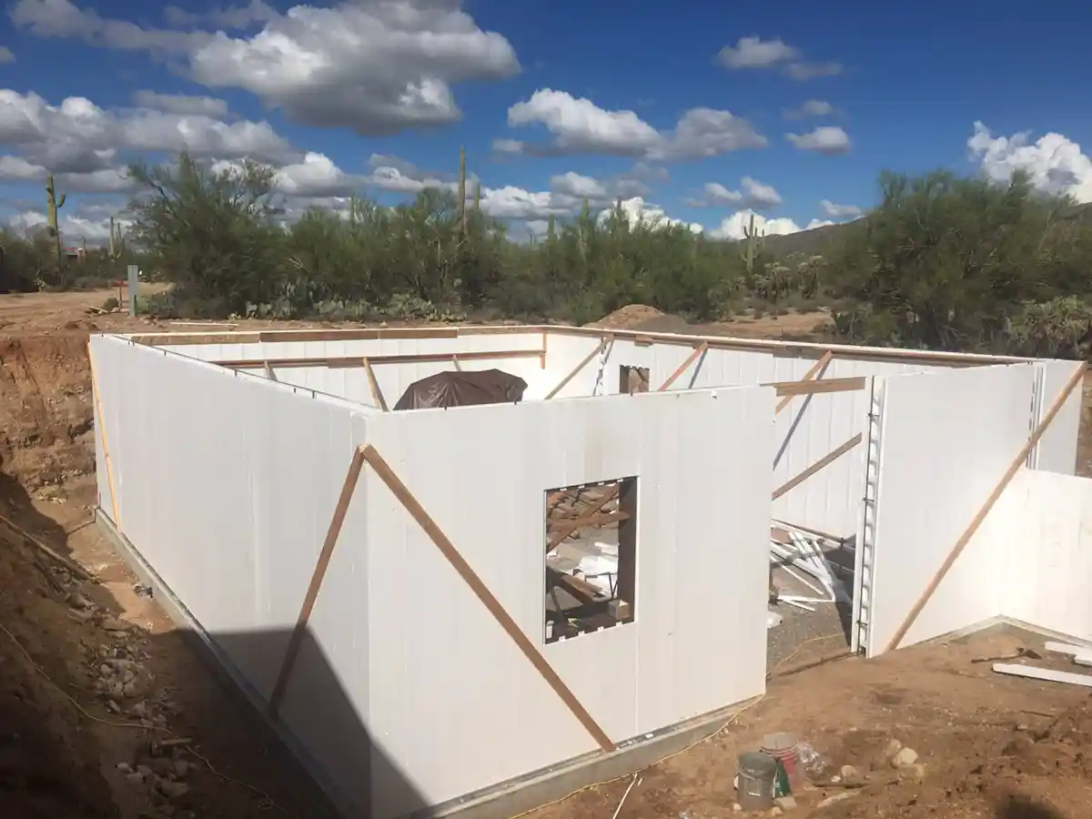 Desert home walls built with Pow-R-Wall vertical ICF