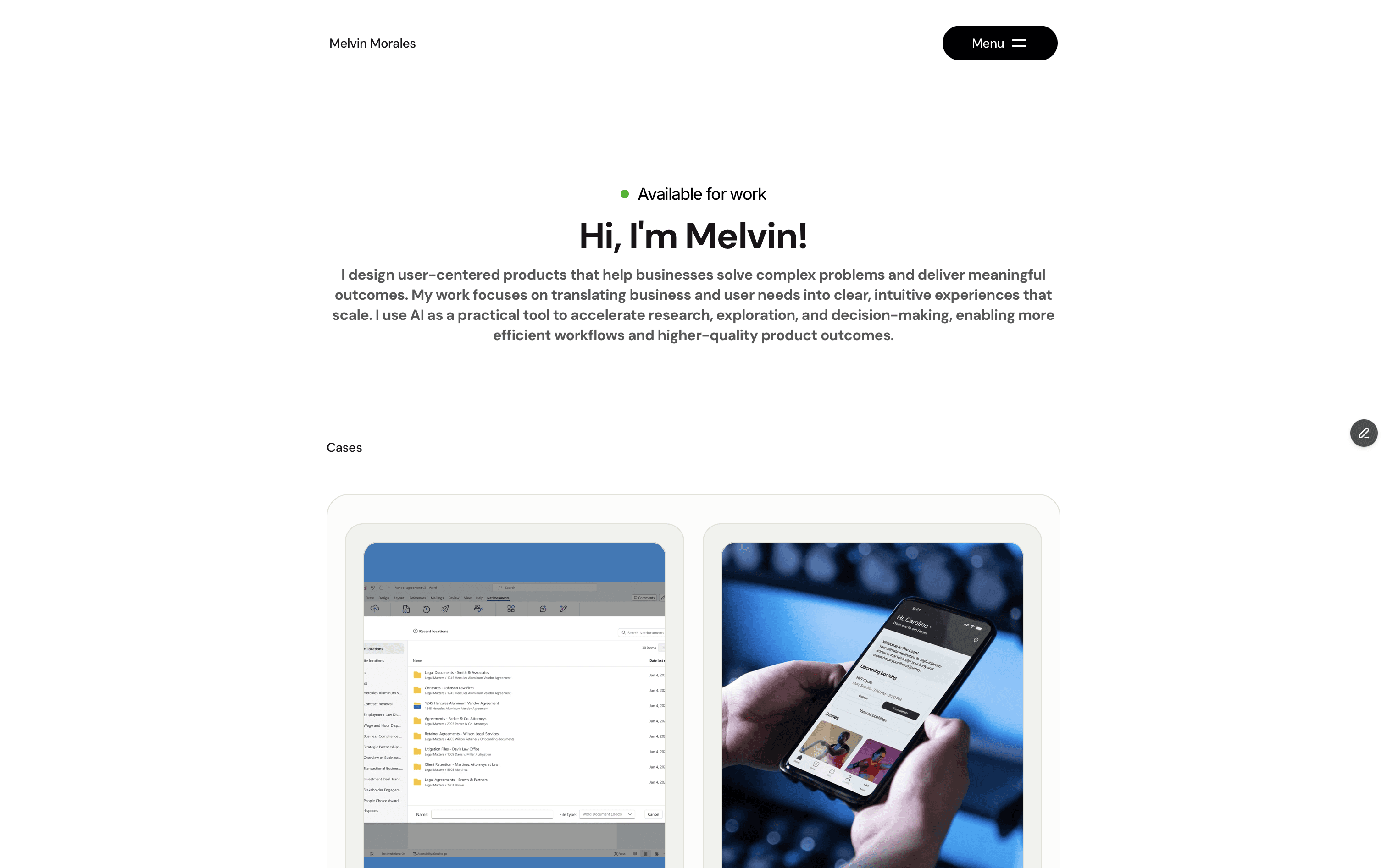 Melvin Morales portfolio website