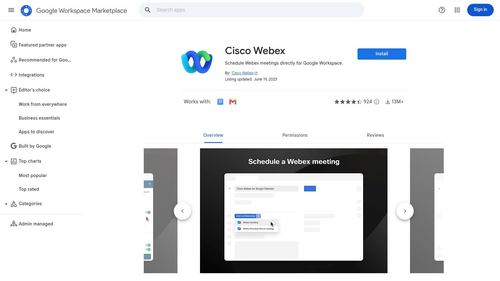 Cisco Webex for Google Workspace