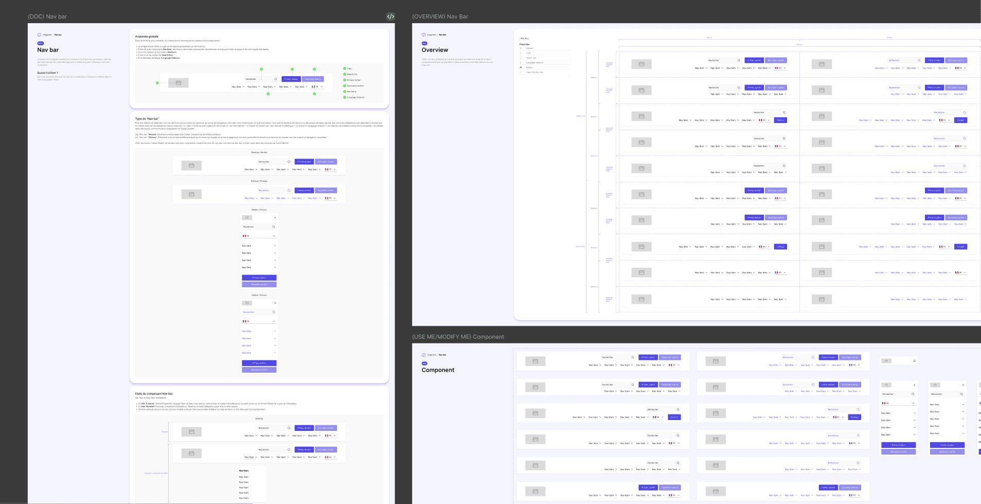 Un composant de barree de navigation au sein d'un Design System.