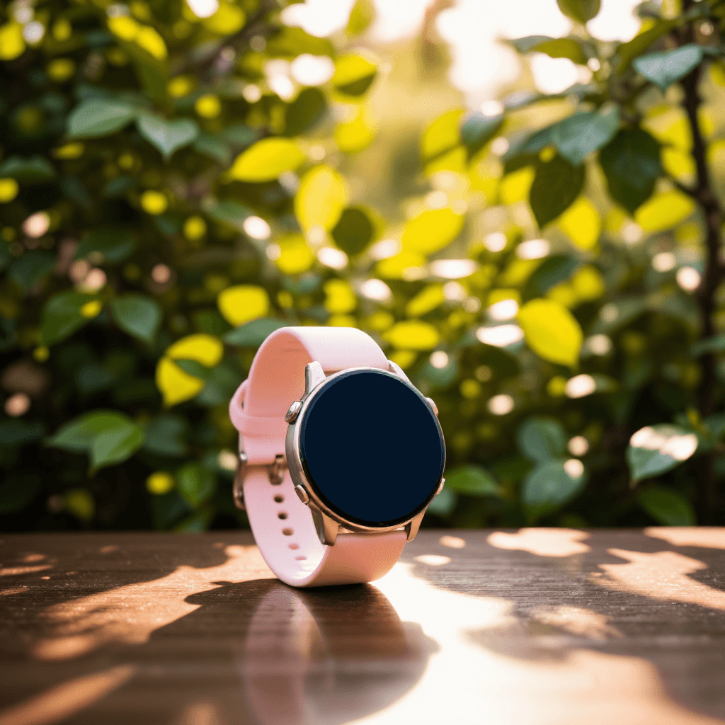 product photography of a smartwatch with a magnetic strap