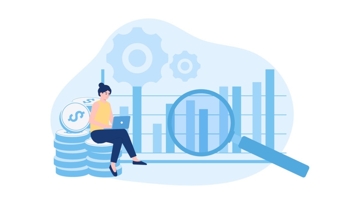 Illustration of two people adjusting interlocking gears within a circular arrow loop, surrounded by charts and checklists.