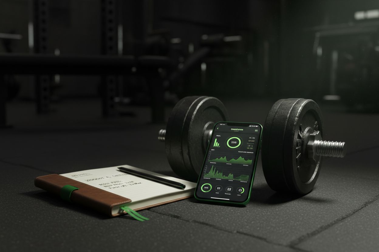 Workout logging with phone and weights