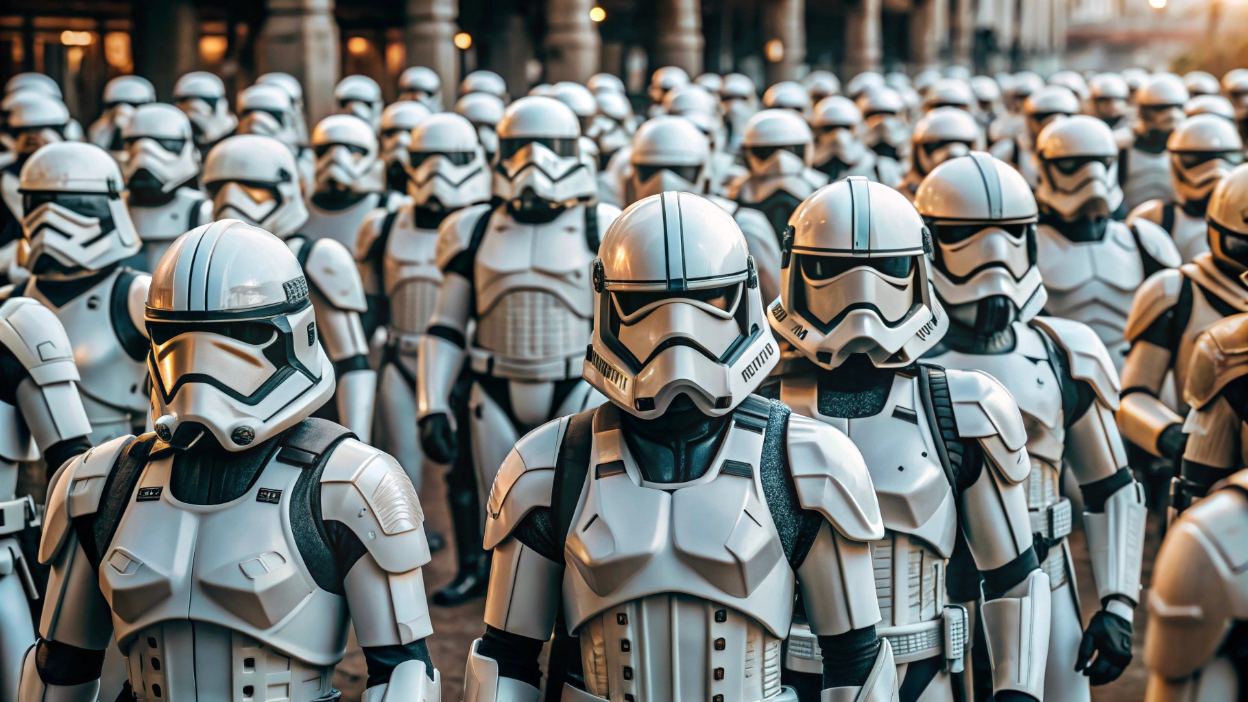 a crowd of clones from Star Wars