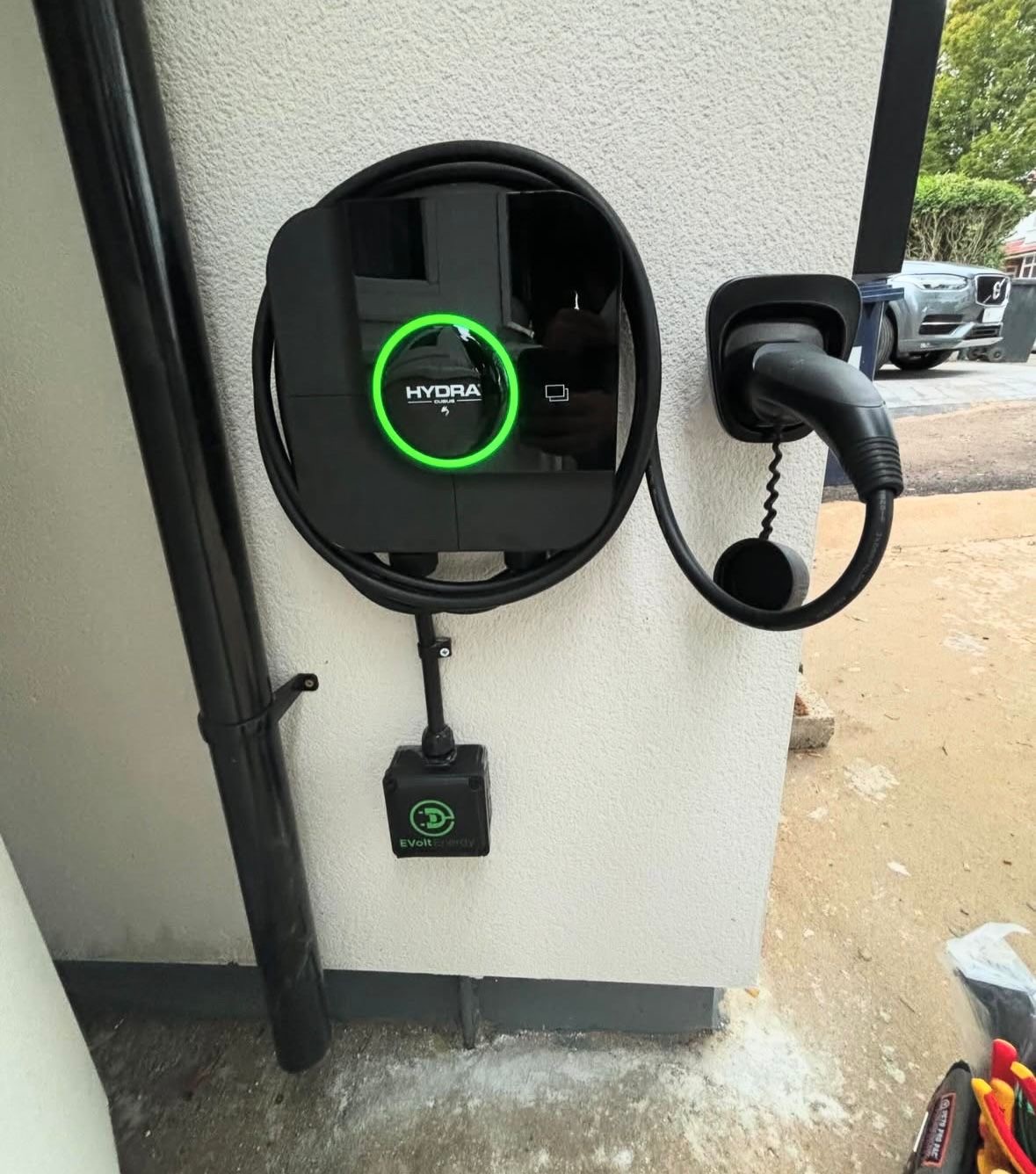 Rear view of black car