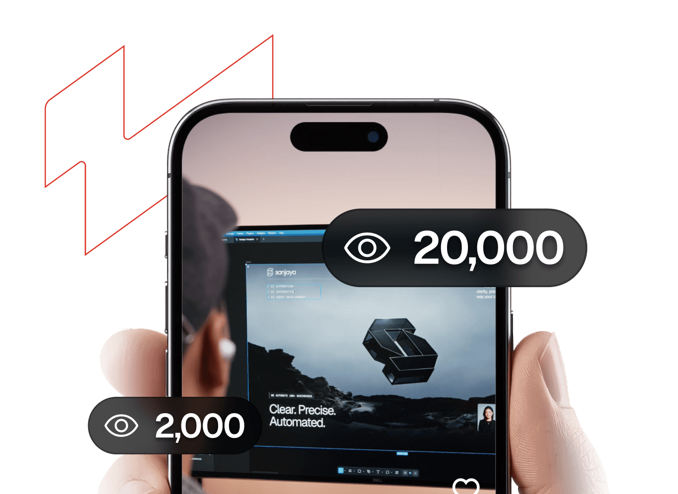 mobile phone with 2000 and 20,000 numbers visualising post reels get free templates campaign