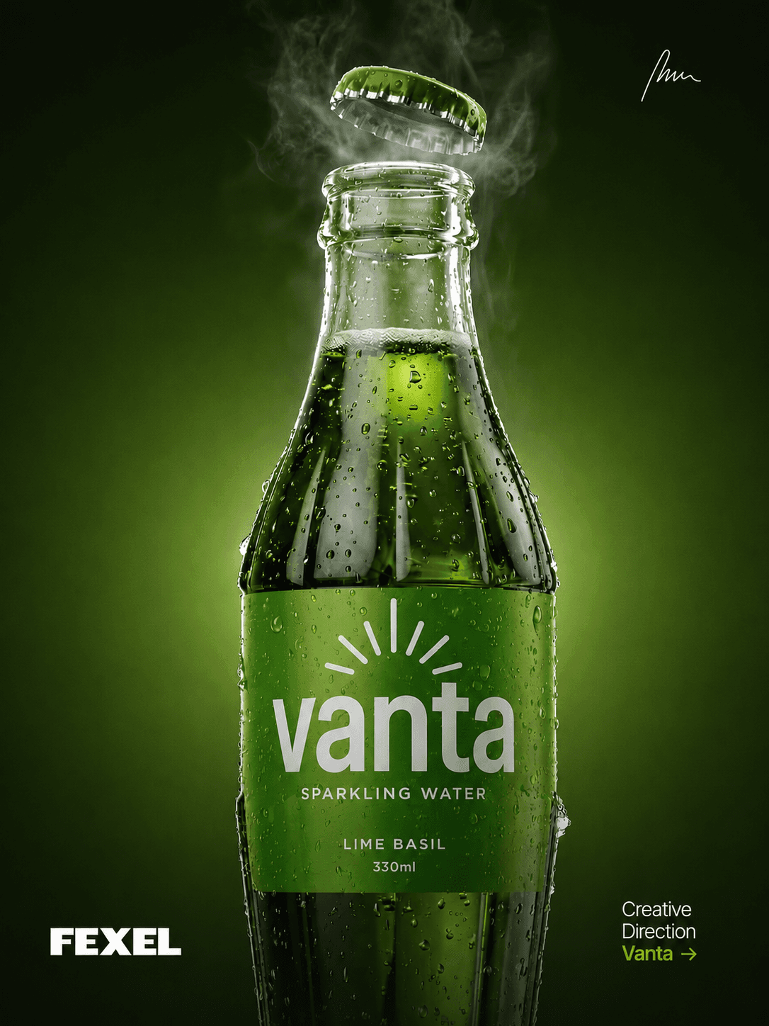 Vanta Capmaign Image of a glass bottle