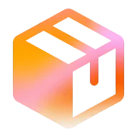 Colorful geometric shape resembling a box with abstract gradients in orange, pink, and light blue.