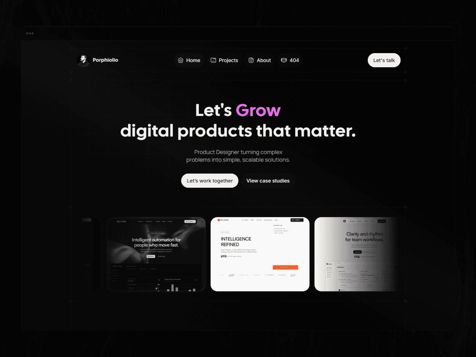 Image showcasing template Porphiolio