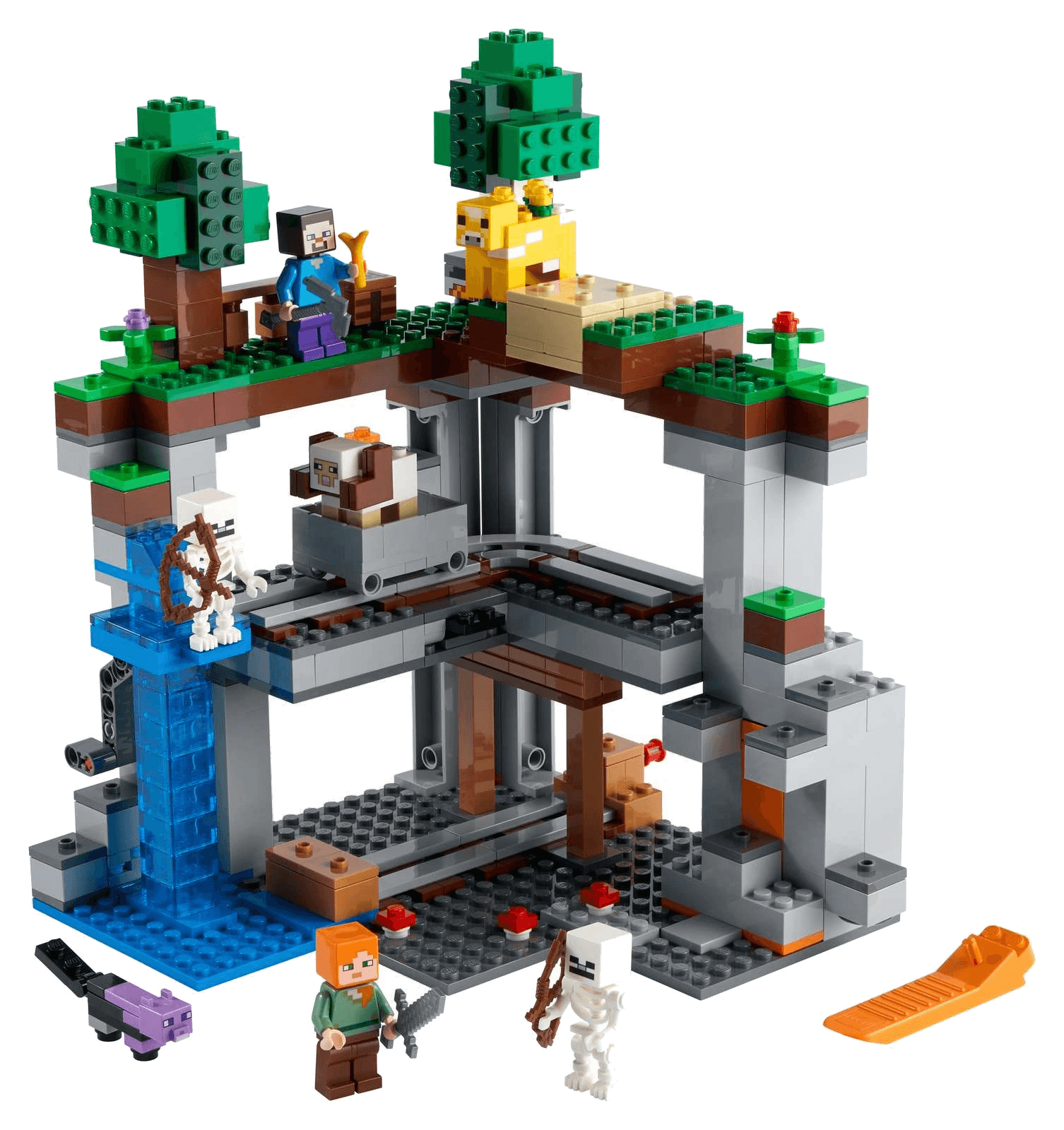 LEGO® The First Adventure (sett 21169) - ferdigbygd grå gruve med foss, to skjeletter og figurer, Brikkenerd