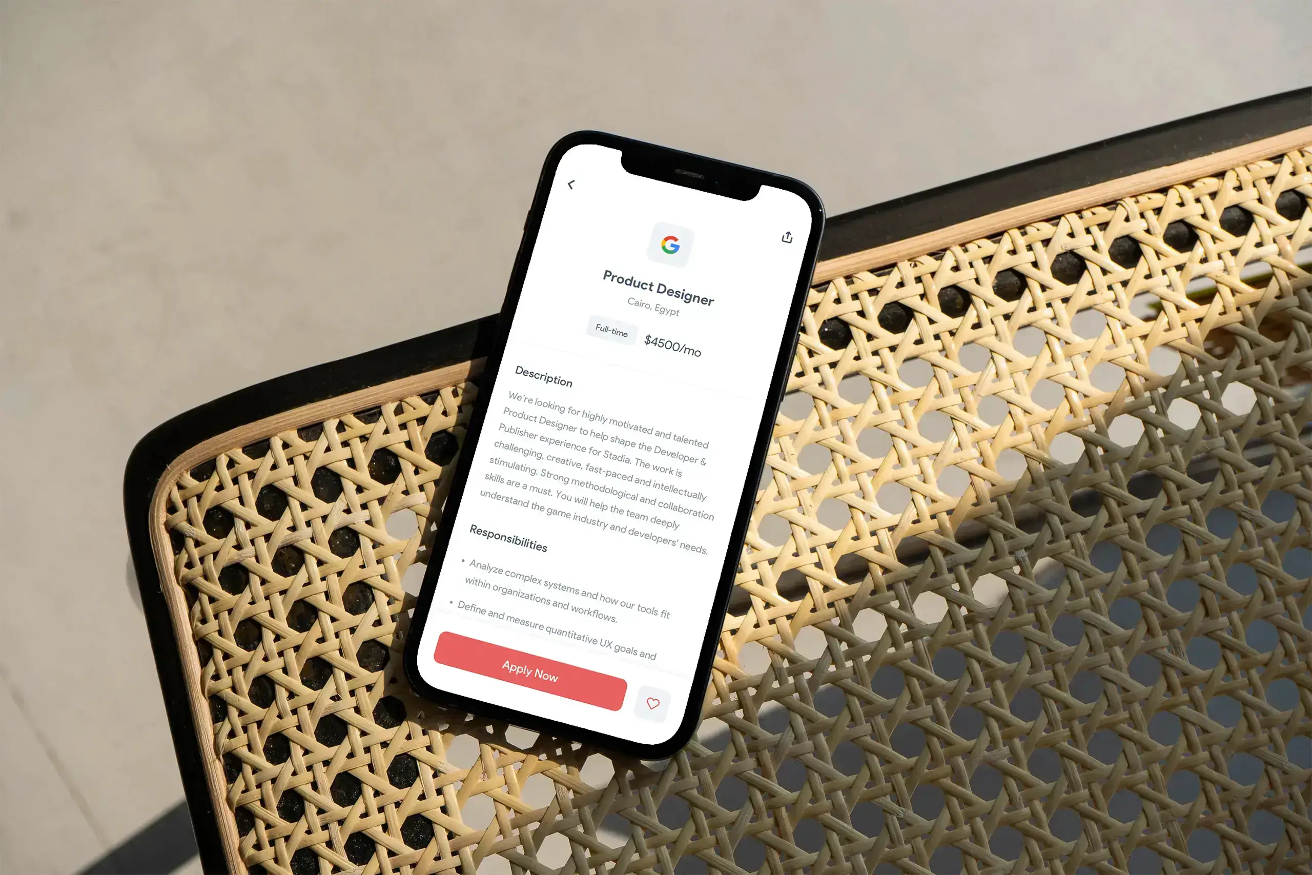 A mockup of a mobile for job gate home screen
