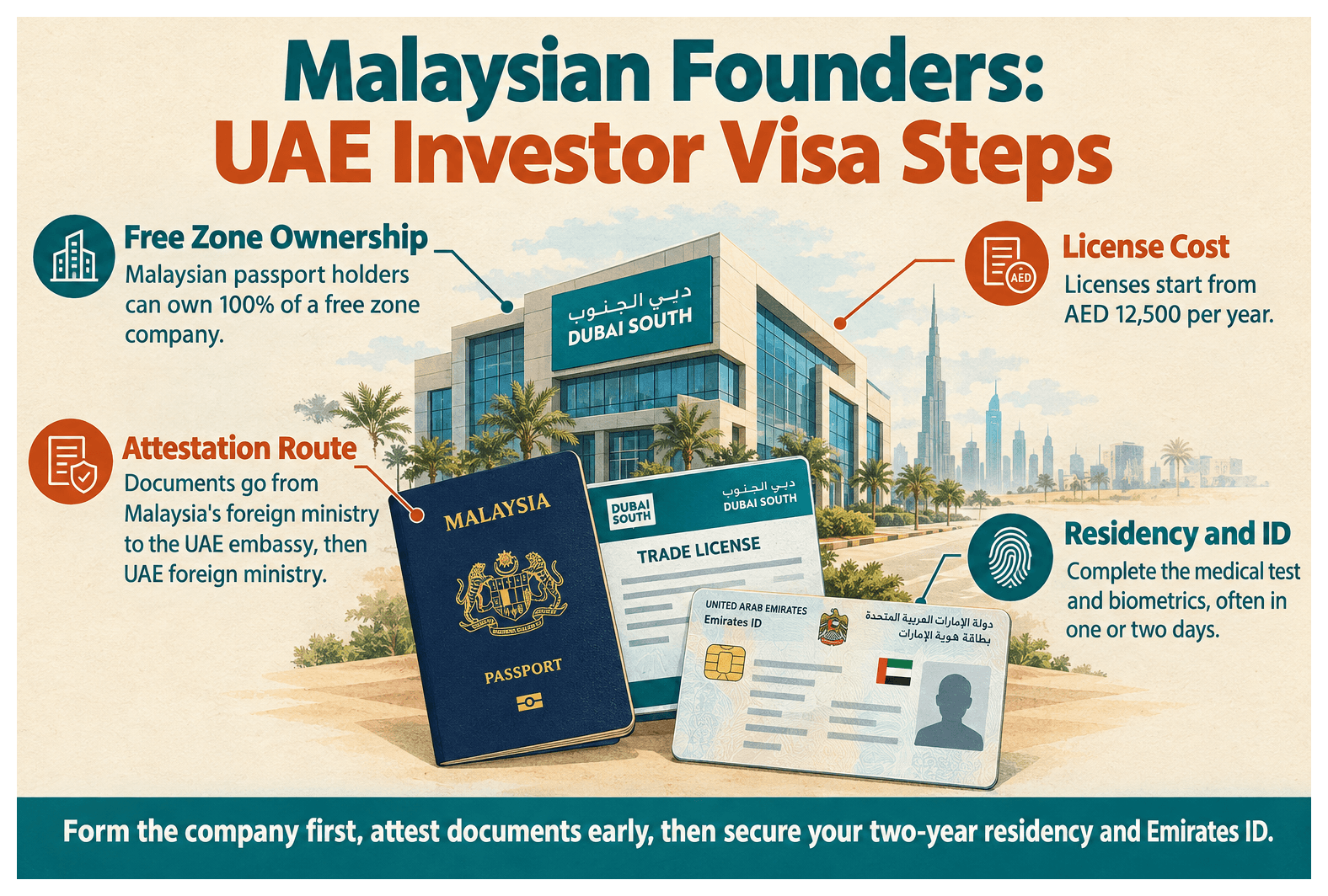 Infographic: UAE Investor Visa for Malaysian Nationals: Cost and Steps