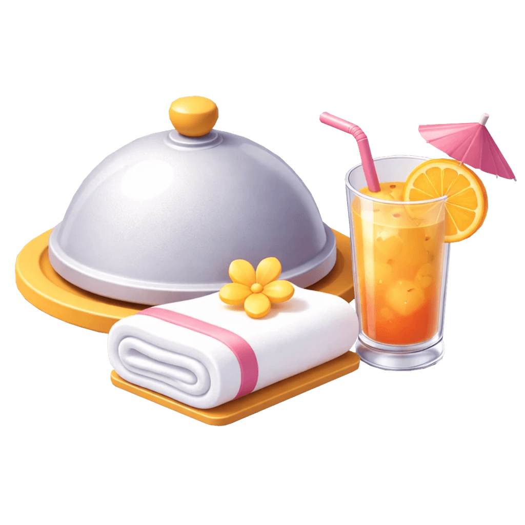 Food and beverage category icon featuring a serving dome and refreshing orange cocktail