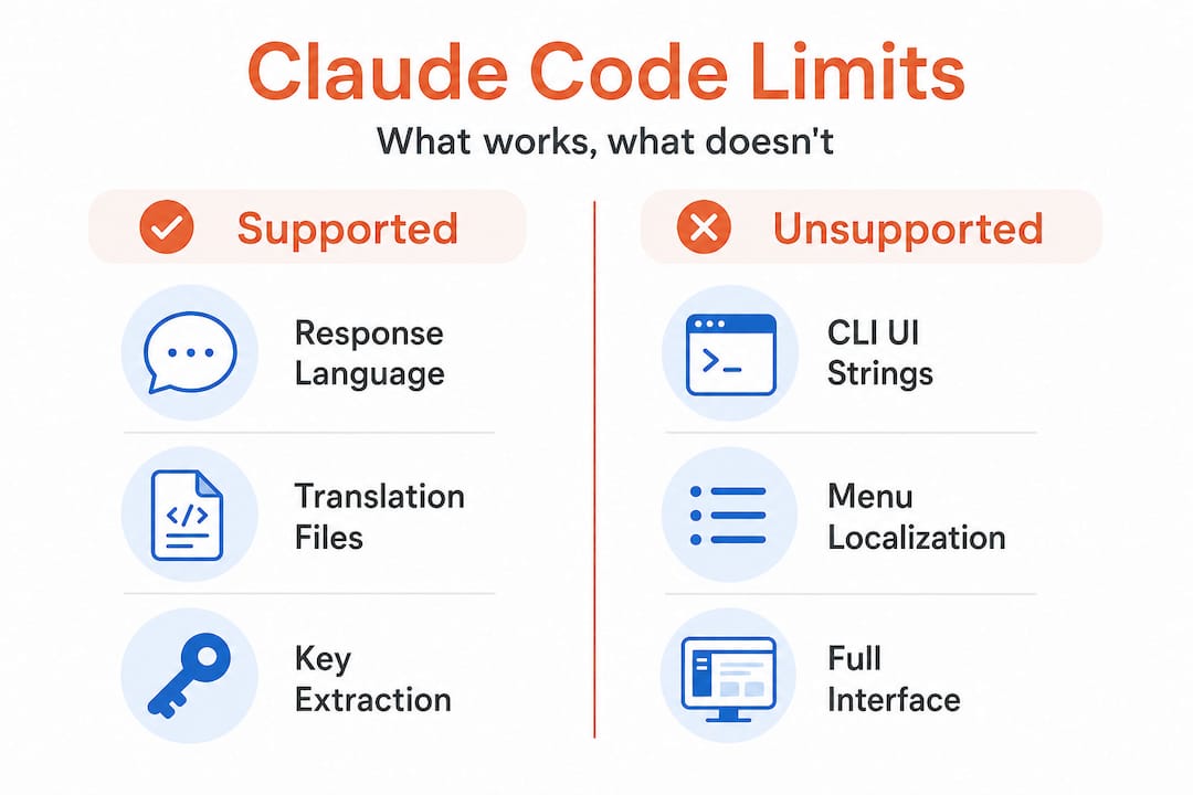 Infographic comparing supported and unsupported localization features