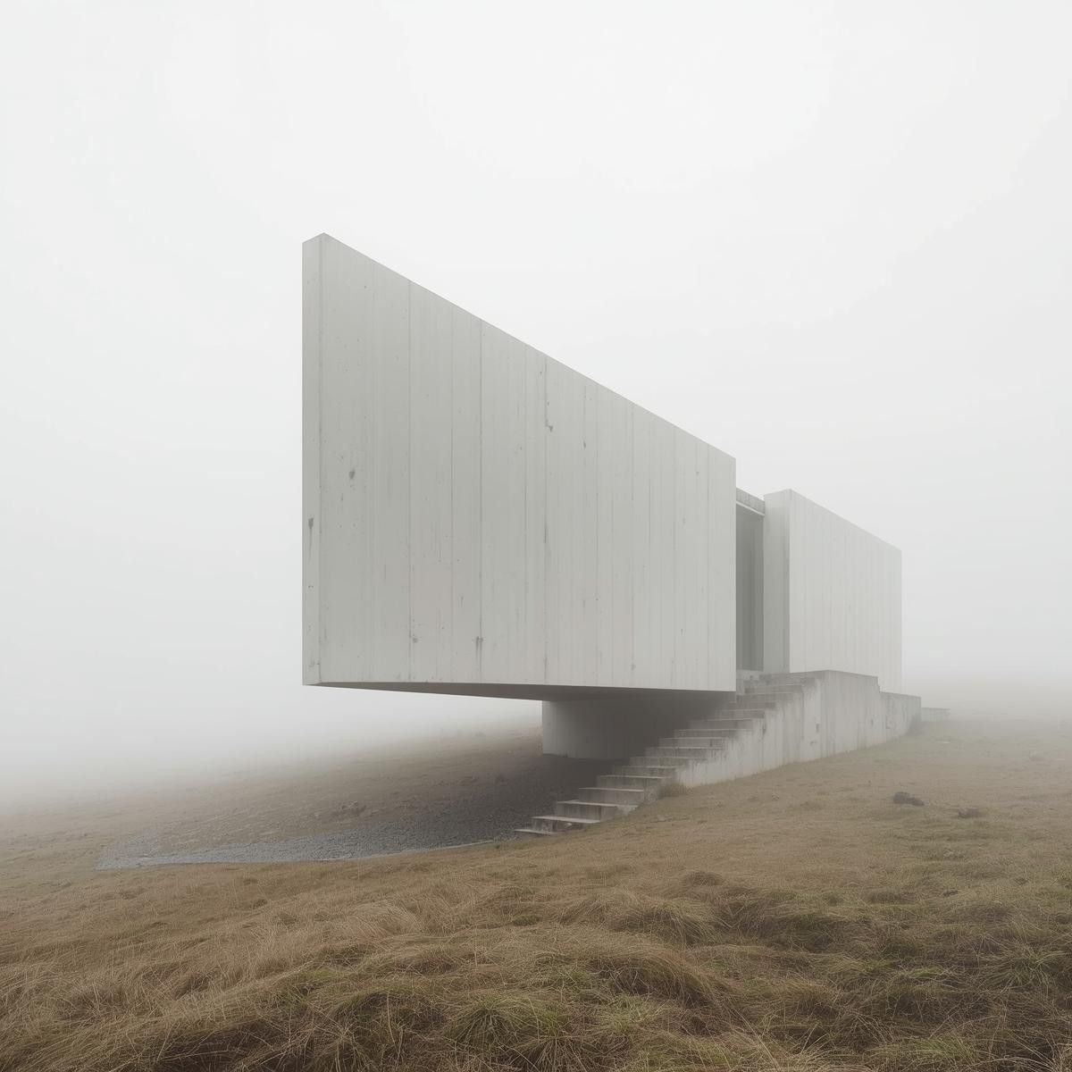 Origami-inspired architectural house with folded walls and soft natural lighting