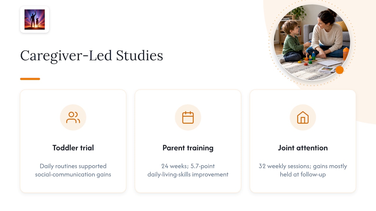 Three caregiver-led studies and their reported outcomes