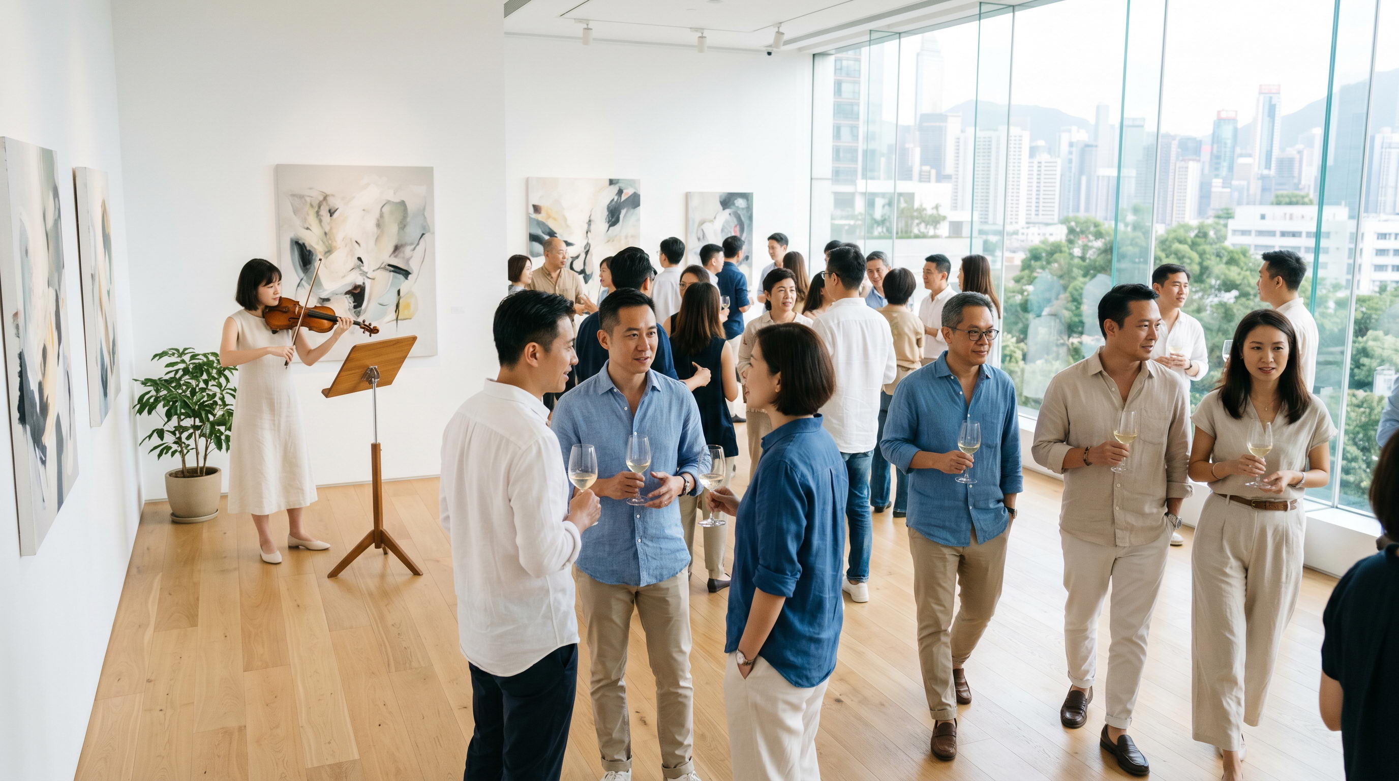 現代化香港商廈外觀，結合木質格柵與透明玻璃幕牆設計，展現專業辦公室建築美學。