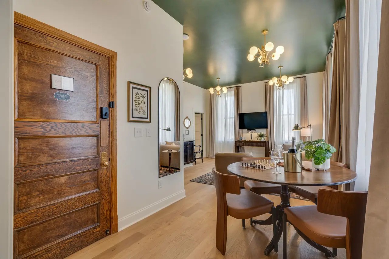The downtown post hotel room with old wood door