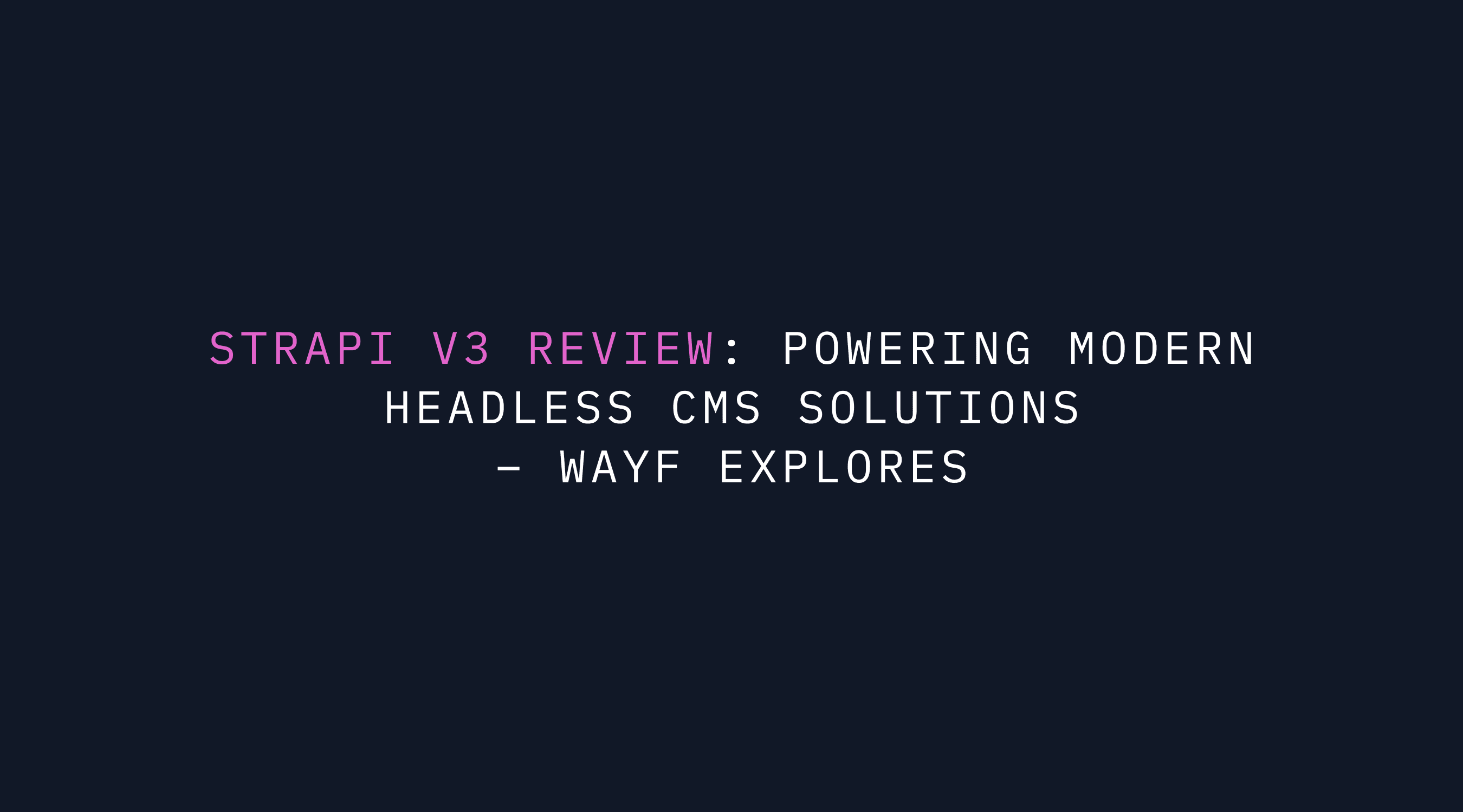 Strapi v3 Review: Powering Modern Headless CMS Solutions | WAYF Explores
