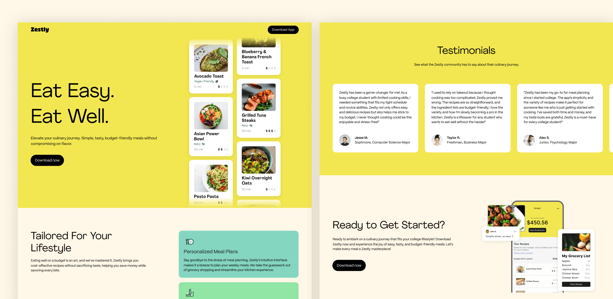 landing page mockups