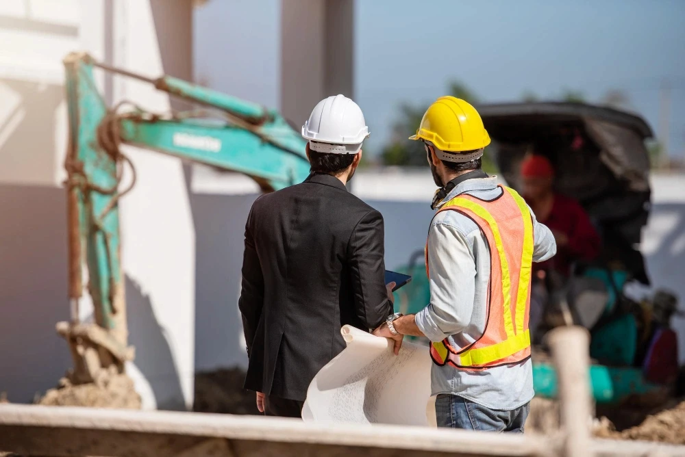 Construction site groundbreaking for the Riverside Office Tower project