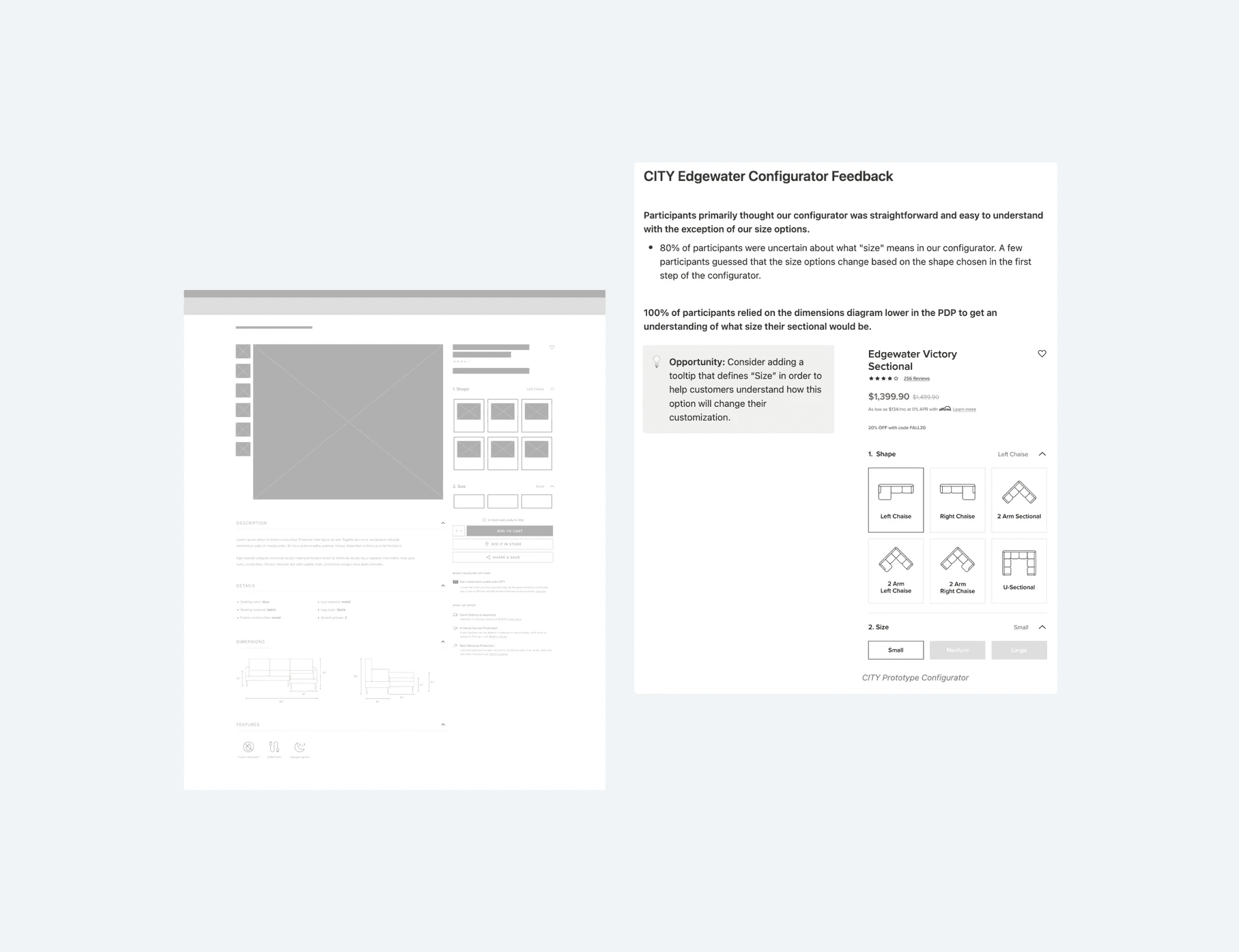 Screenshots of PDP Wireframes