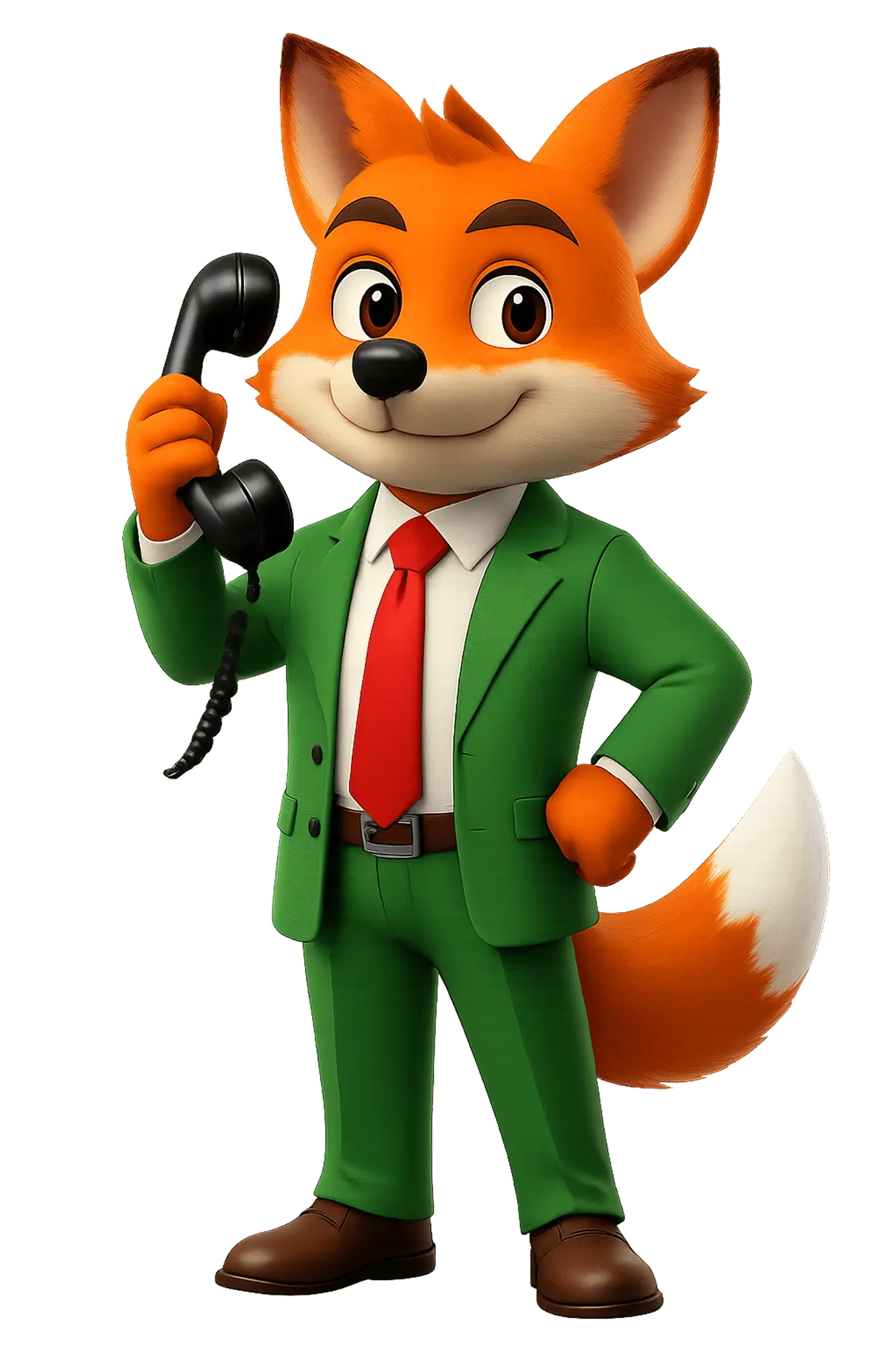 Volpe con un telefono in mano