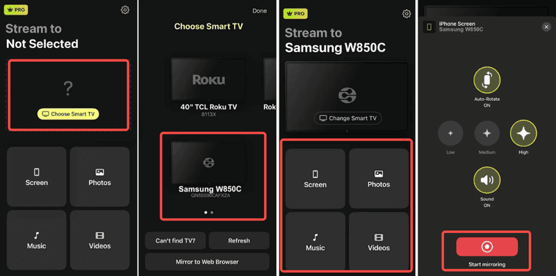 使用 Docast 投影軟體投影 iPhone 畫面到電視