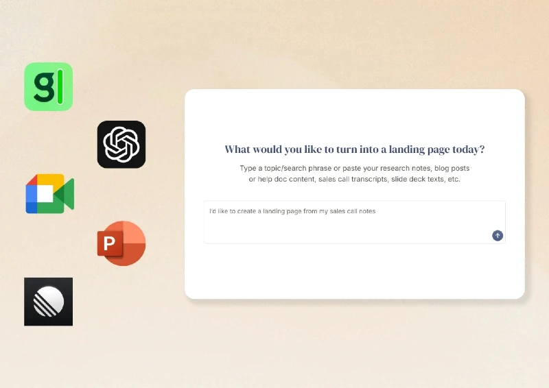 Add a keyword, product specs, or sales deck. Anything you have. LandingRabbit turns them into landing pages.