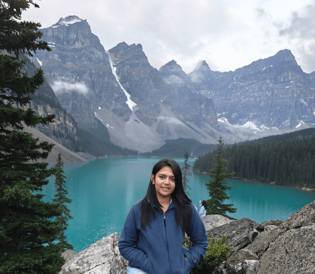 Isha Shah at Moraine Lake